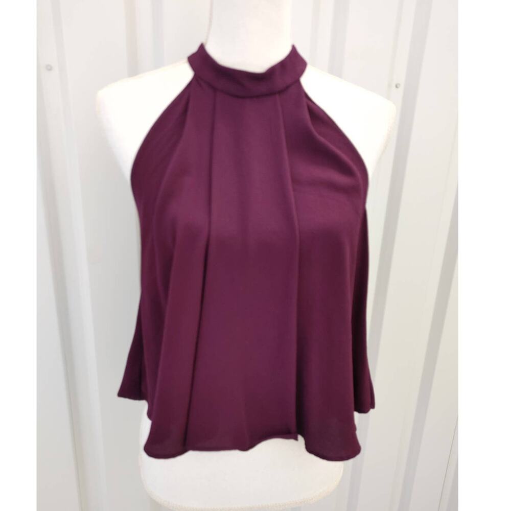 Nordstrom Mimi Chica Button Neck Tank Top Keyhole Back Pleated Front Large Plum